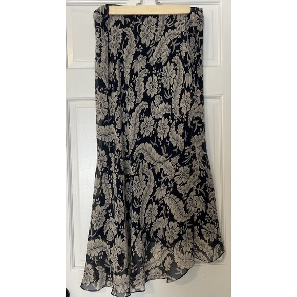 Lauren Ralph Silk Maxi Skirt 14W Floral Cottage Core Dainty Coquette Asymetrical - Picture 4 of 8